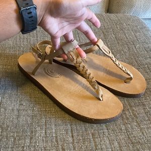 Like New T-Street Single Layer Sierra Center Braid Ankle Strap Rainbow Sandals